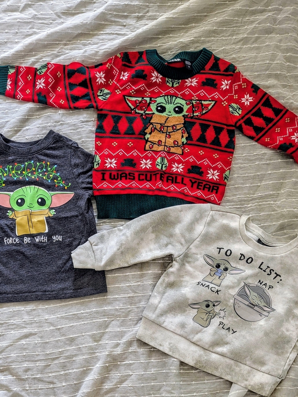 Carter's Red Baby Yoda Holiday Sweater with Green Trim